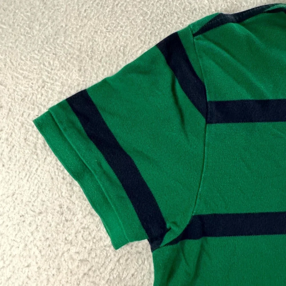 Polo Jeans Co Ralph Lauren Polo Shirt Mens Large Green Navy Striped Good Cotton